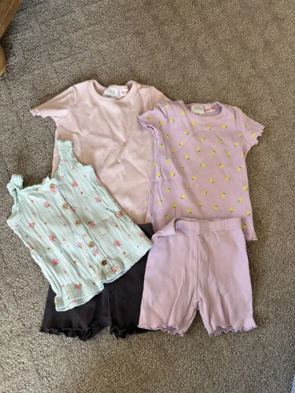 Zara Pink and Lilac Kids  Tops & Shorts Set
